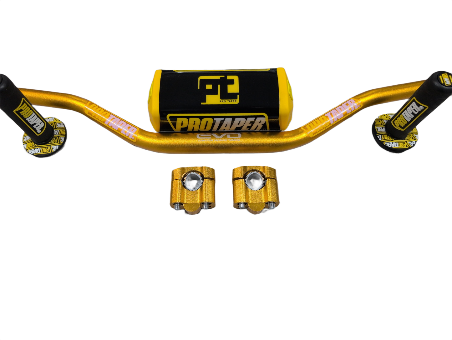 "Evo" ProTaper GOLD Handlebar Fat Bar DIRT BIKE 1 1/8'' Full Set GRIPS Pads