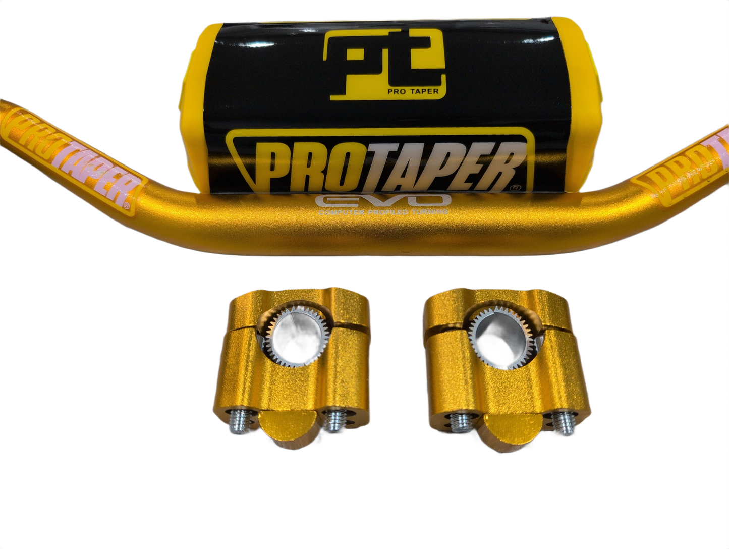 "Evo" ProTaper GOLD Handlebar Fat Bar DIRT BIKE 1 1/8'' Full Set GRIPS Pads