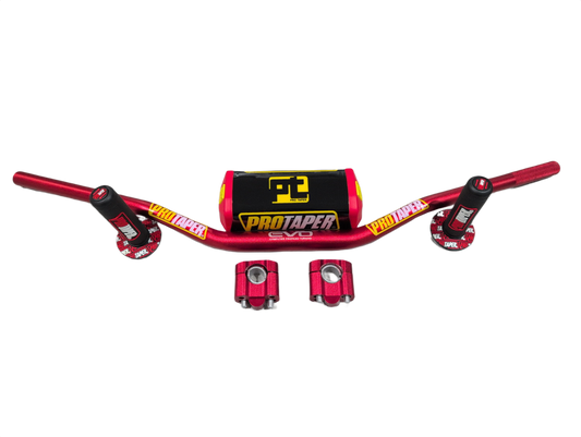 "Evo" ProTaper RED Handlebar Fat Bar DIRT BIKE 1 1/8'' Full Set GRIPS Pads