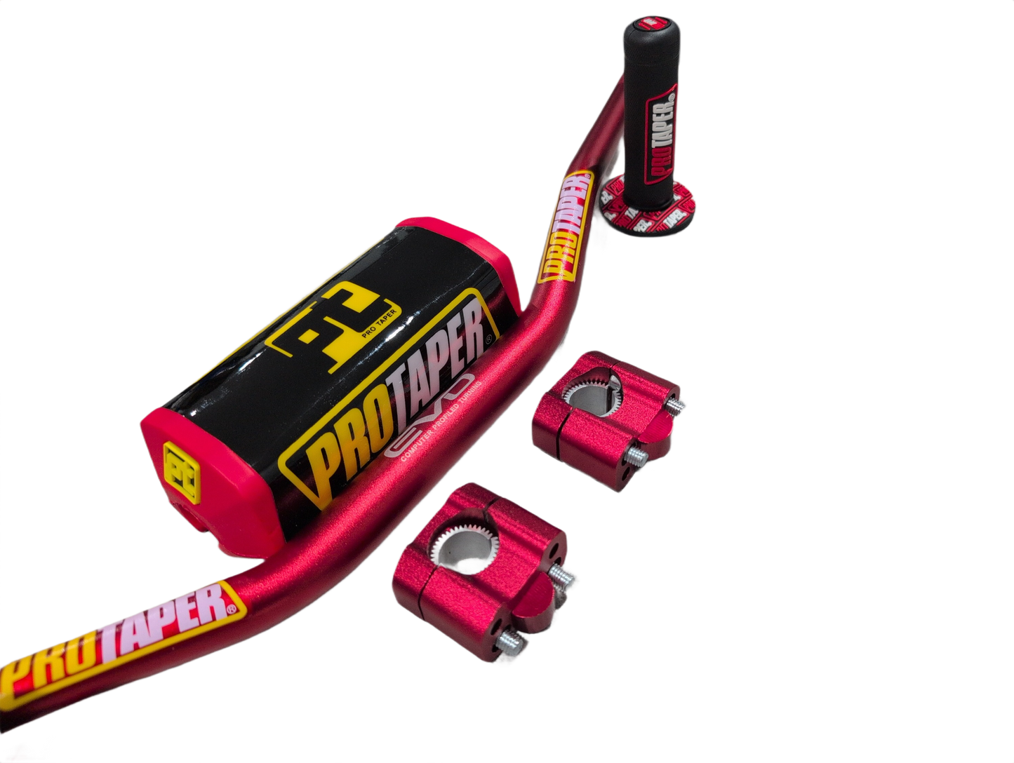 "Evo" ProTaper RED Handlebar Fat Bar DIRT BIKE 1 1/8'' Full Set GRIPS Pads