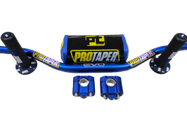 "Evo" ProTaper BLUE Handlebar Fat Bar DIRT BIKE 1 1/8'' Full Set GRIPS Pads
