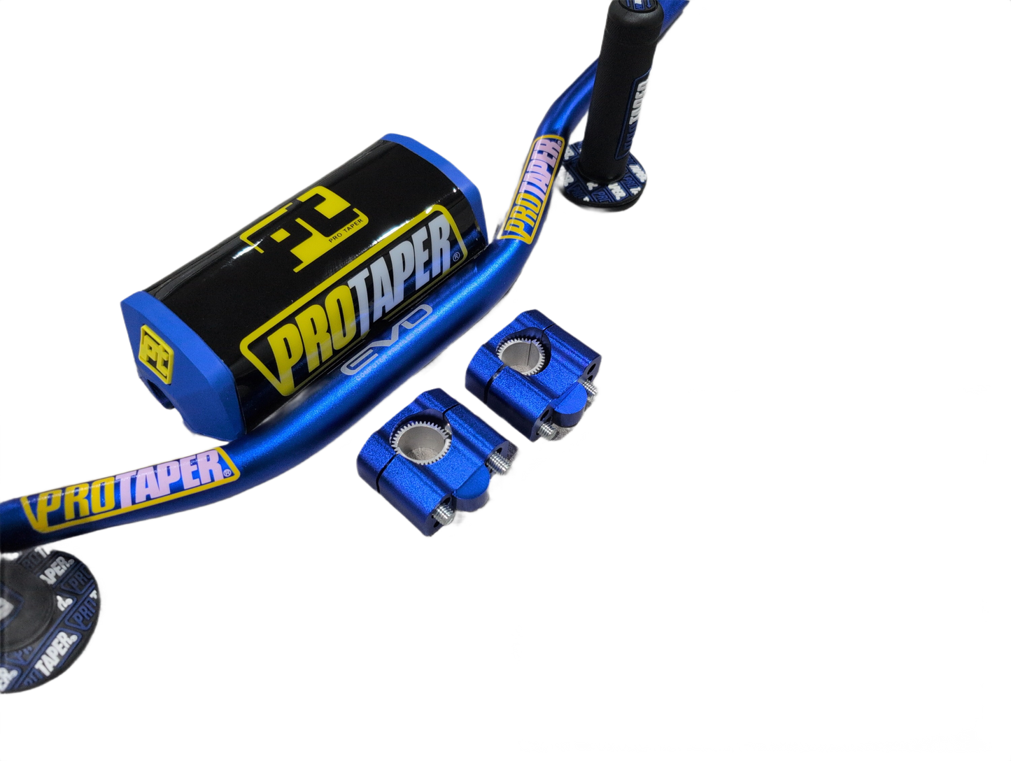 "Evo" ProTaper BLUE Handlebar Fat Bar DIRT BIKE 1 1/8'' Full Set GRIPS Pads