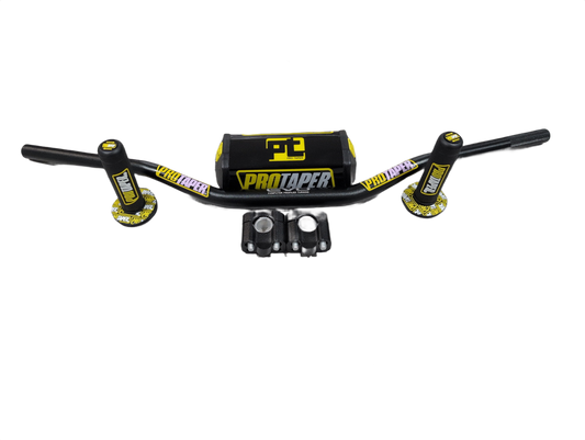 "Evo" ProTaper BLACK Handlebar Fat Bar DIRT BIKE 1 1/8'' Full Set GRIPS Pads