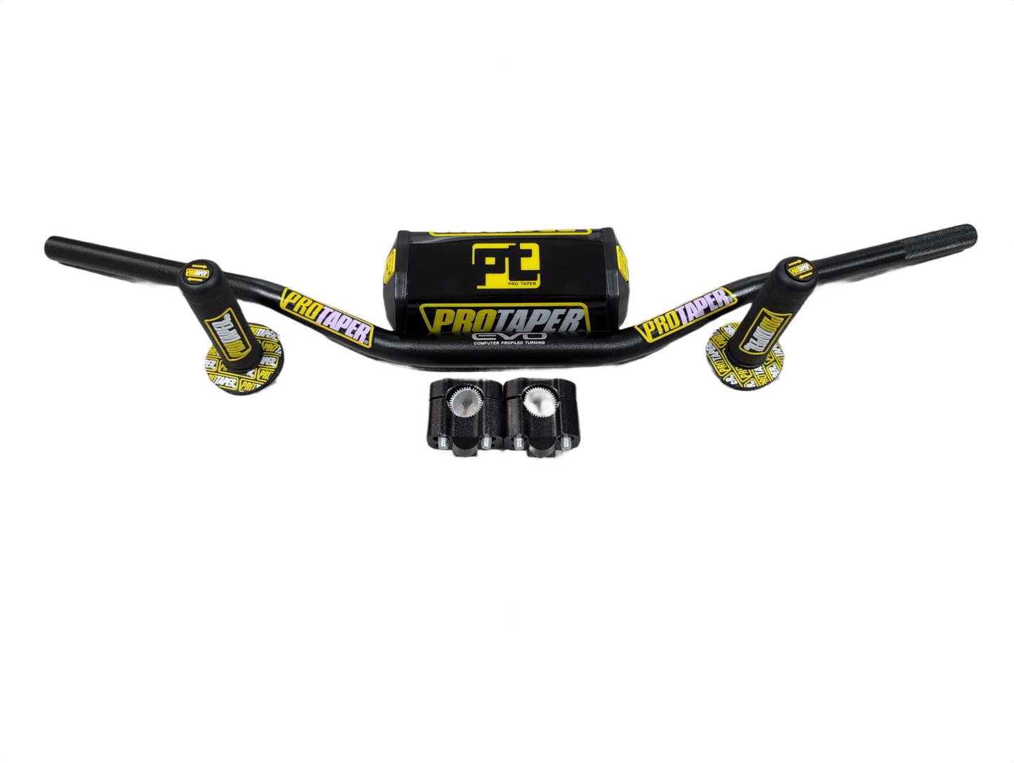 "Evo" ProTaper BLACK Handlebar Fat Bar DIRT BIKE 1 1/8'' Full Set GRIPS Pads